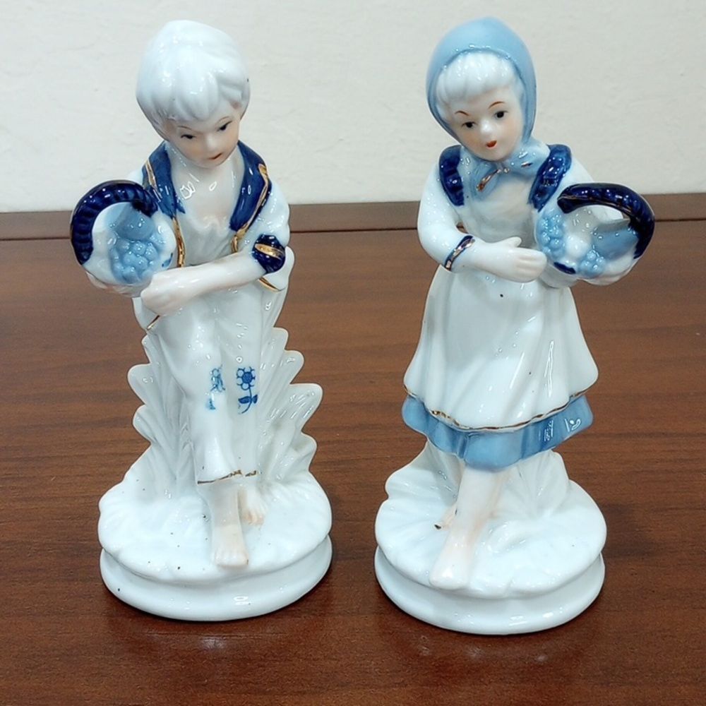 Blue And White Porcelain Figurines - Vintage!